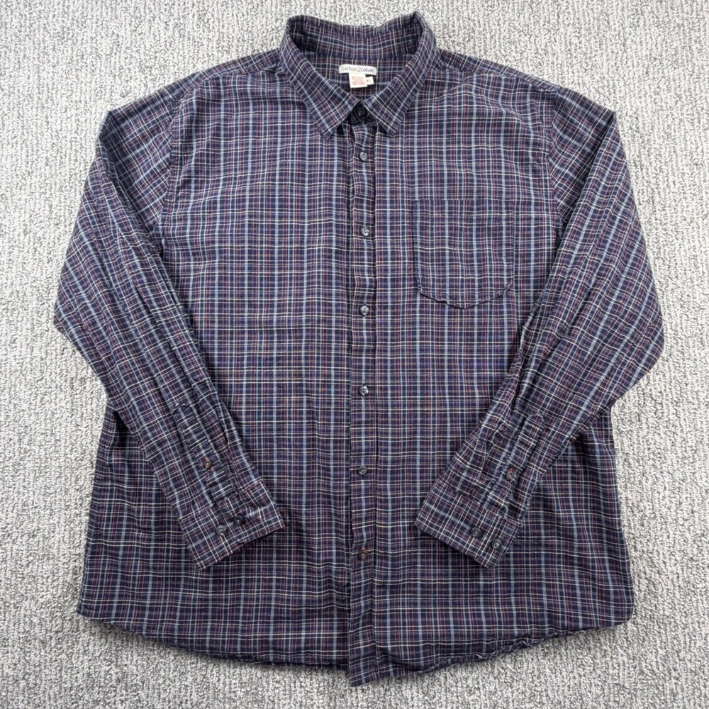 Carbon 2 Cobalt Button Down Mens XL Blue Plaid Long Sleeve Shirt 133434